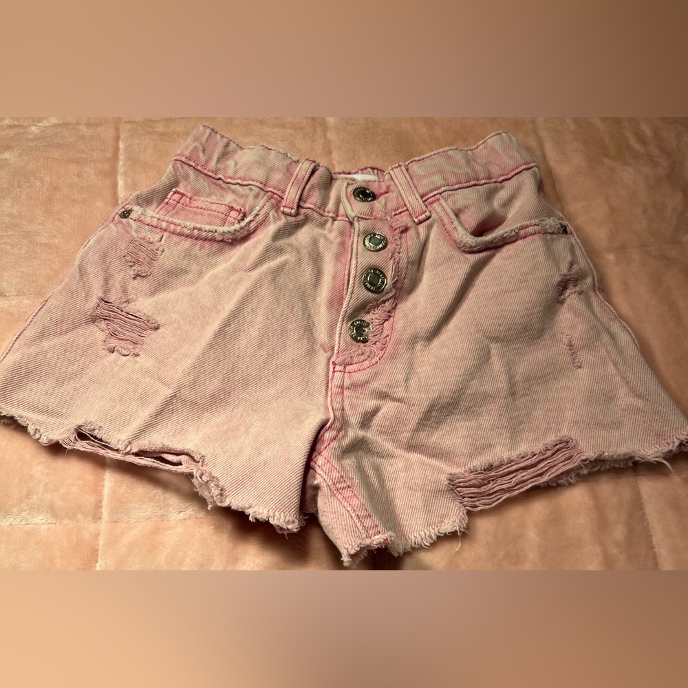 Pink Distressed Girl Shorts